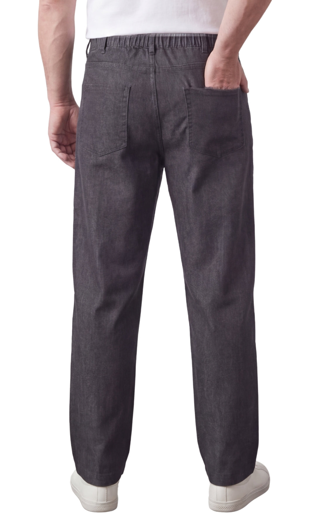 Men’s Lightweight Casual Elastic Waist Pull-On Jeans – Denim &amp; Twill Pants with Easy Fit