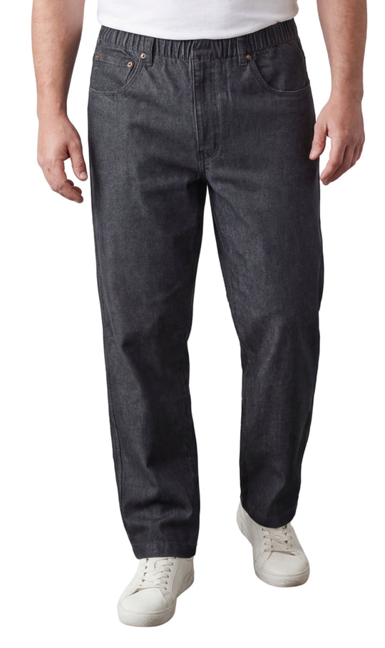 Men’s Lightweight Casual Elastic Waist Pull-On Jeans – Denim &amp; Twill Pants with Easy Fit