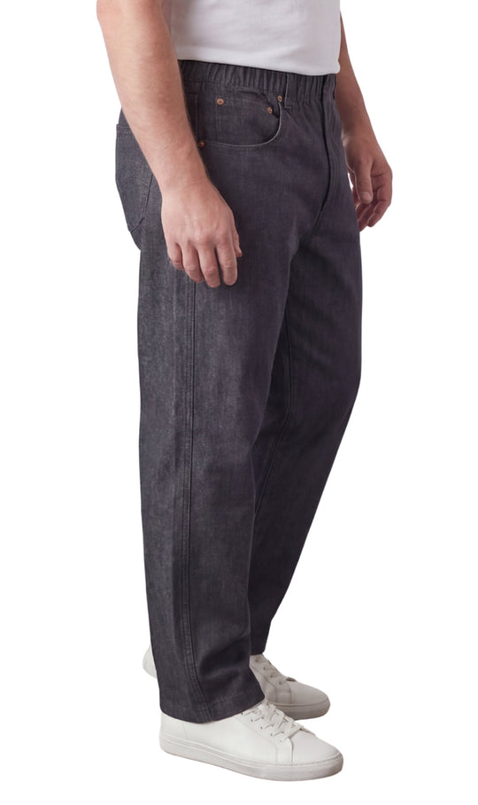 Men’s Lightweight Casual Elastic Waist Pull-On Jeans – Denim &amp; Twill Pants with Easy Fit