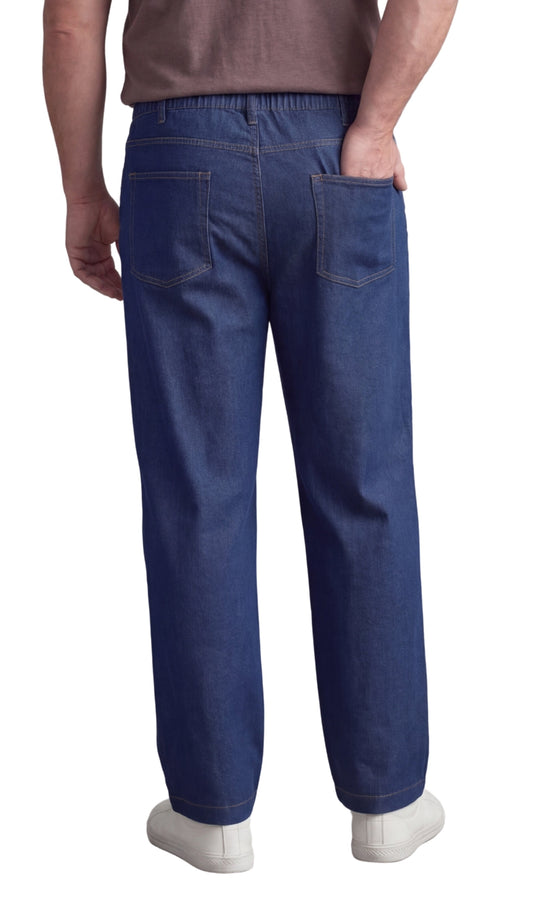 Men’s Lightweight Casual Elastic Waist Pull-On Jeans – Denim &amp; Twill Pants with Easy Fit
