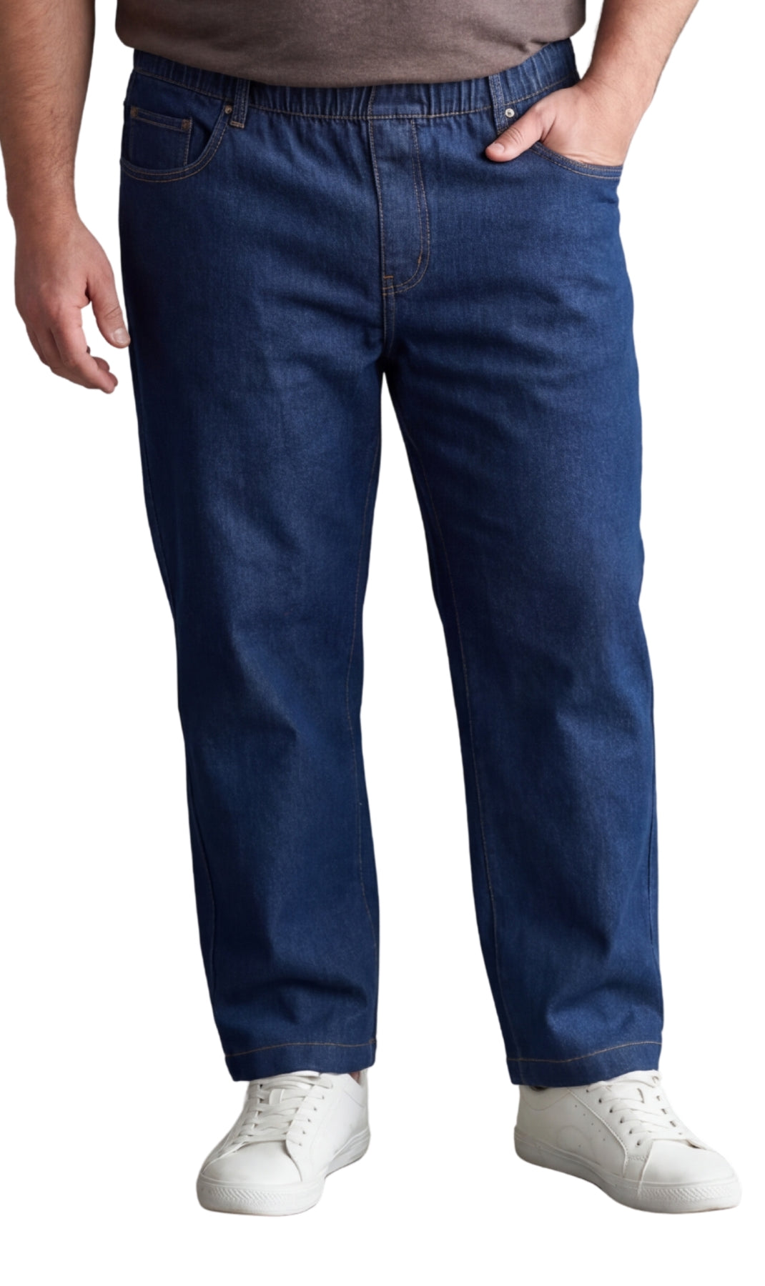Men’s Lightweight Casual Elastic Waist Pull-On Jeans – Denim &amp; Twill Pants with Easy Fit