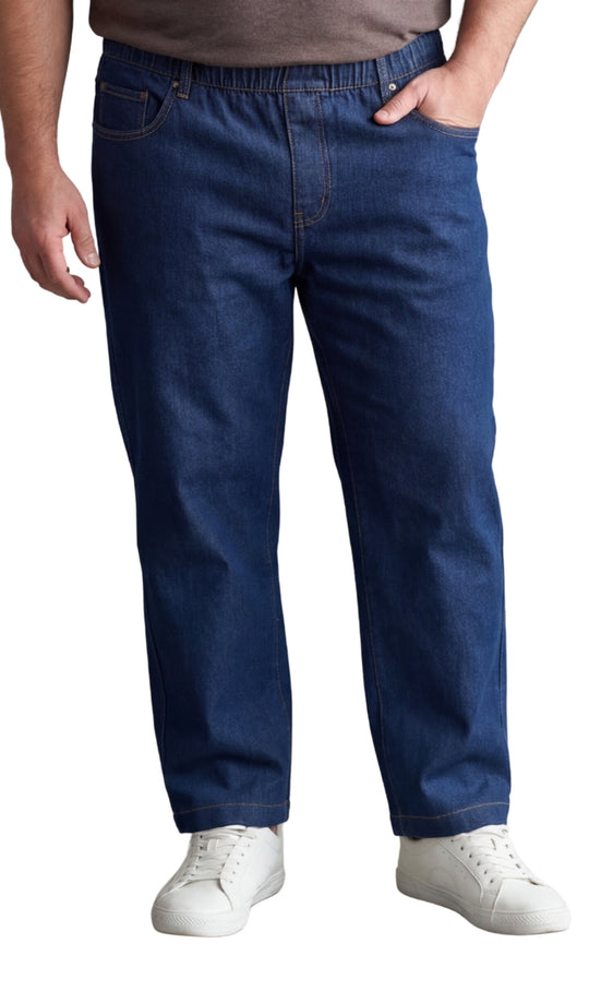 Men’s Lightweight Casual Elastic Waist Pull-On Jeans – Denim &amp; Twill Pants with Easy Fit