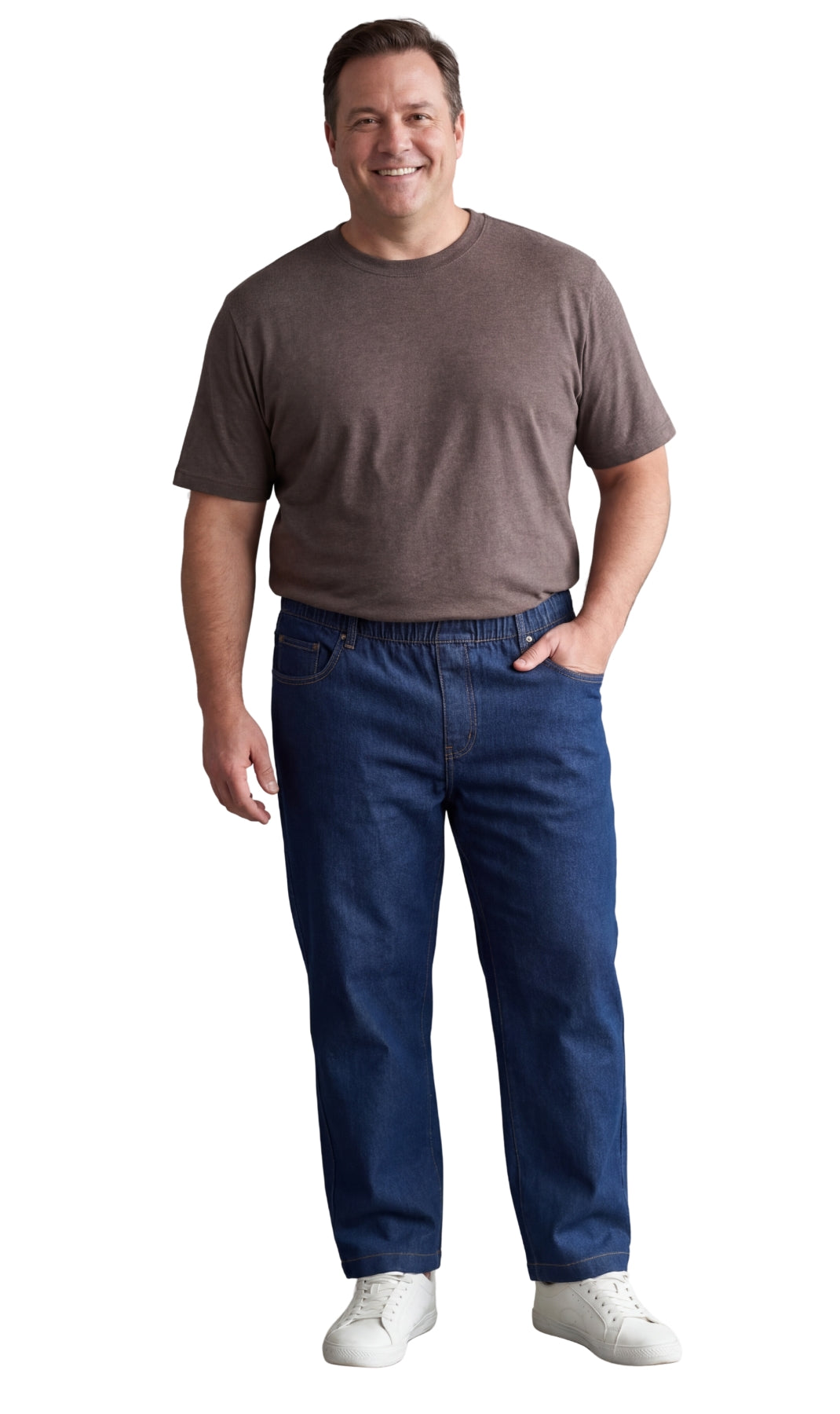 Men’s Lightweight Casual Elastic Waist Pull-On Jeans – Denim &amp; Twill Pants with Easy Fit