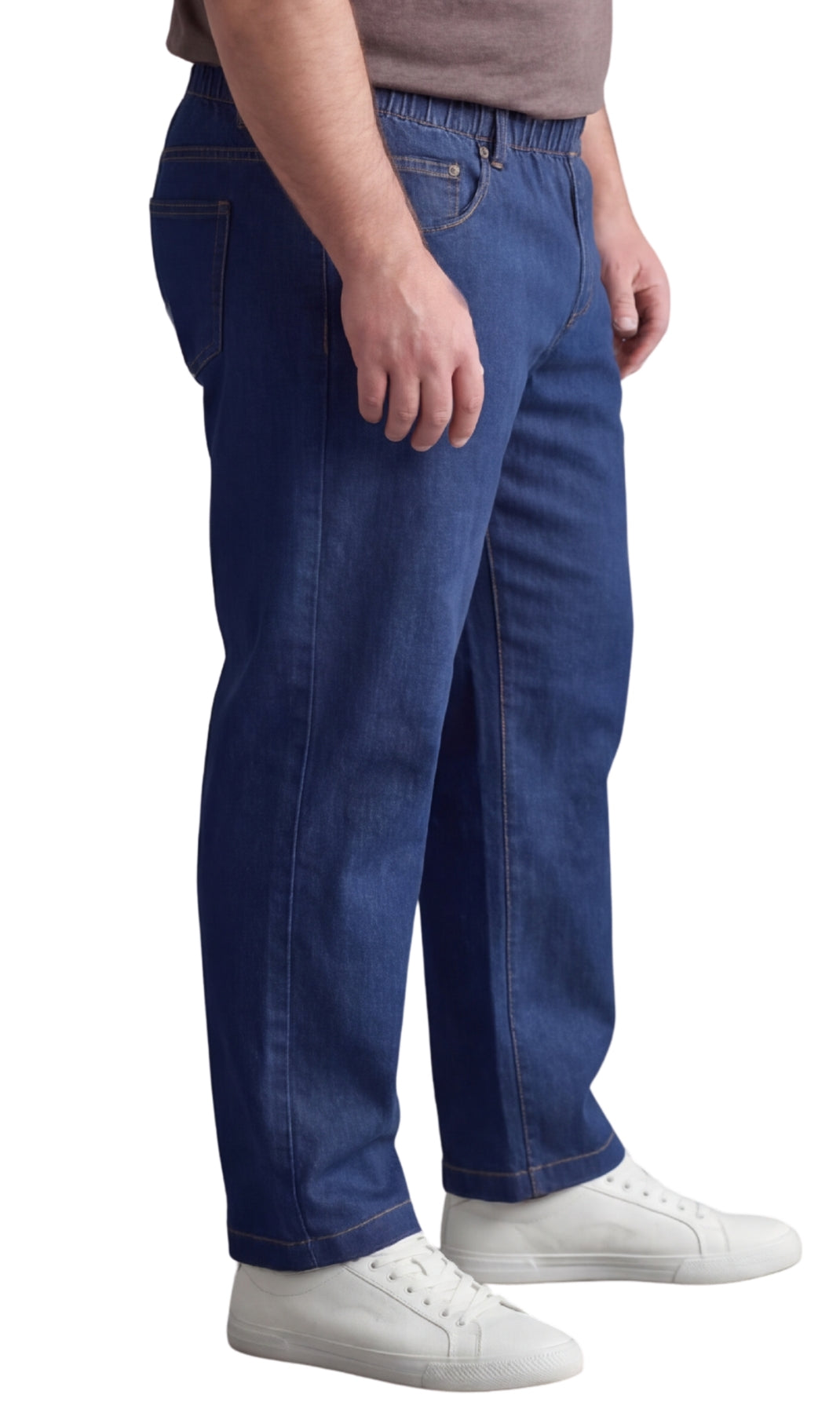 Men’s Lightweight Casual Elastic Waist Pull-On Jeans – Denim &amp; Twill Pants with Easy Fit