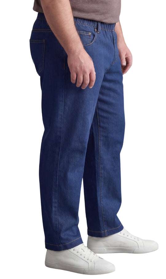 Men’s Lightweight Casual Elastic Waist Pull-On Jeans – Denim &amp; Twill Pants with Easy Fit
