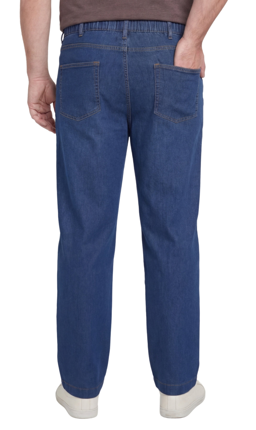 Men’s Lightweight Casual Elastic Waist Pull-On Jeans – Denim &amp; Twill Pants with Easy Fit
