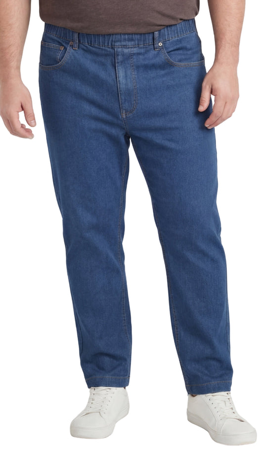 Men’s Lightweight Casual Elastic Waist Pull-On Jeans – Denim &amp; Twill Pants with Easy Fit