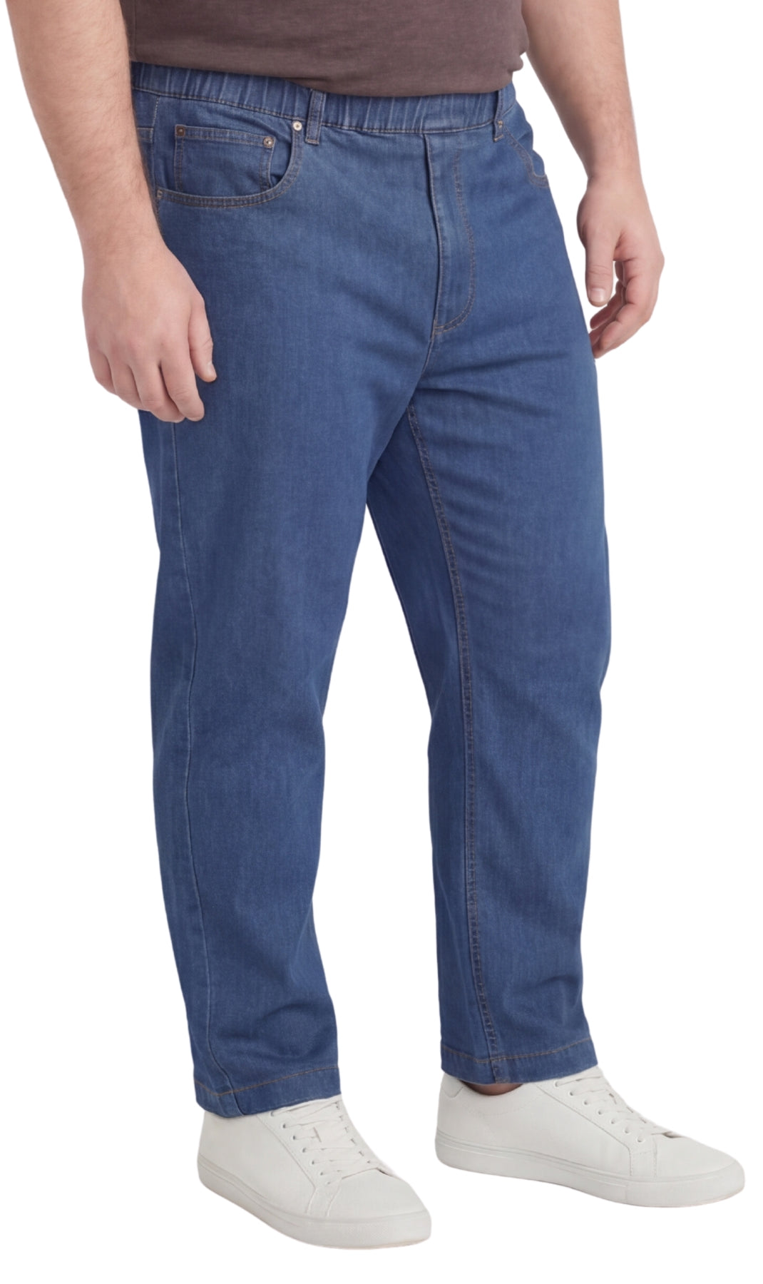 Men’s Lightweight Casual Elastic Waist Pull-On Jeans – Denim &amp; Twill Pants with Easy Fit