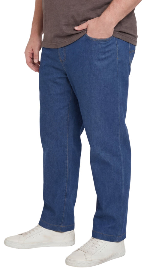 Men’s Lightweight Casual Elastic Waist Pull-On Jeans – Denim &amp; Twill Pants with Easy Fit
