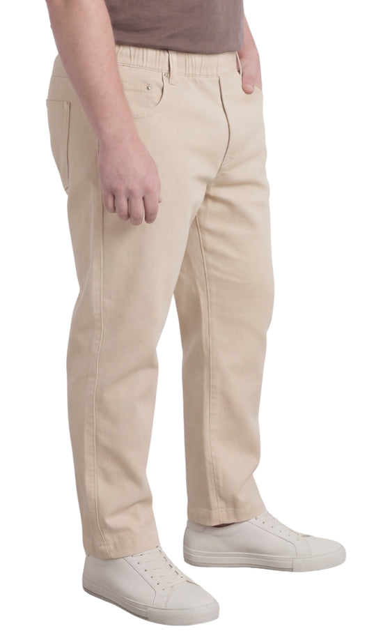 Men’s Lightweight Casual Elastic Waist Pull-On Jeans – Denim &amp; Twill Pants with Easy Fit