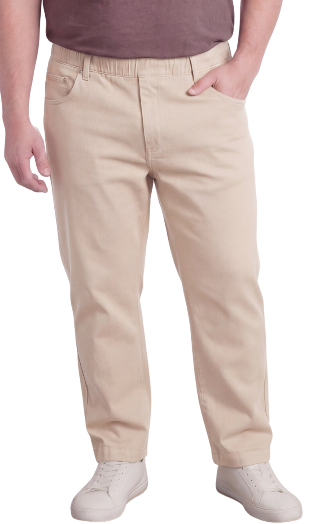 Men’s Lightweight Casual Elastic Waist Pull-On Jeans – Denim &amp; Twill Pants with Easy Fit