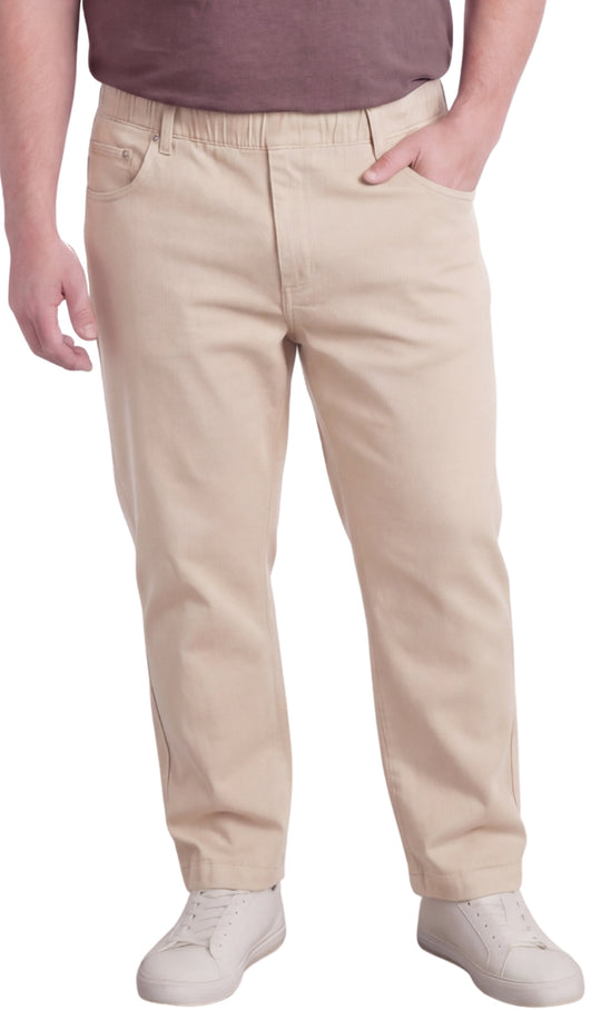 Men’s Lightweight Casual Elastic Waist Pull-On Jeans – Denim &amp; Twill Pants with Easy Fit