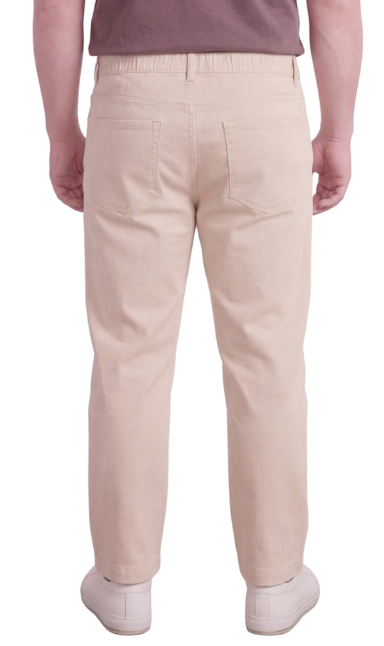 Men’s Lightweight Casual Elastic Waist Pull-On Jeans – Denim &amp; Twill Pants with Easy Fit