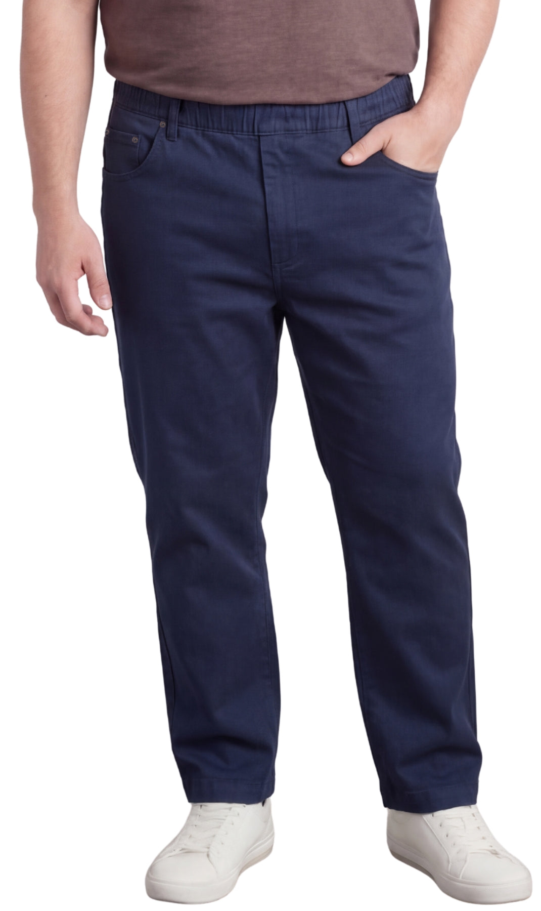 Men’s Lightweight Casual Elastic Waist Pull-On Jeans – Denim &amp; Twill Pants with Easy Fit