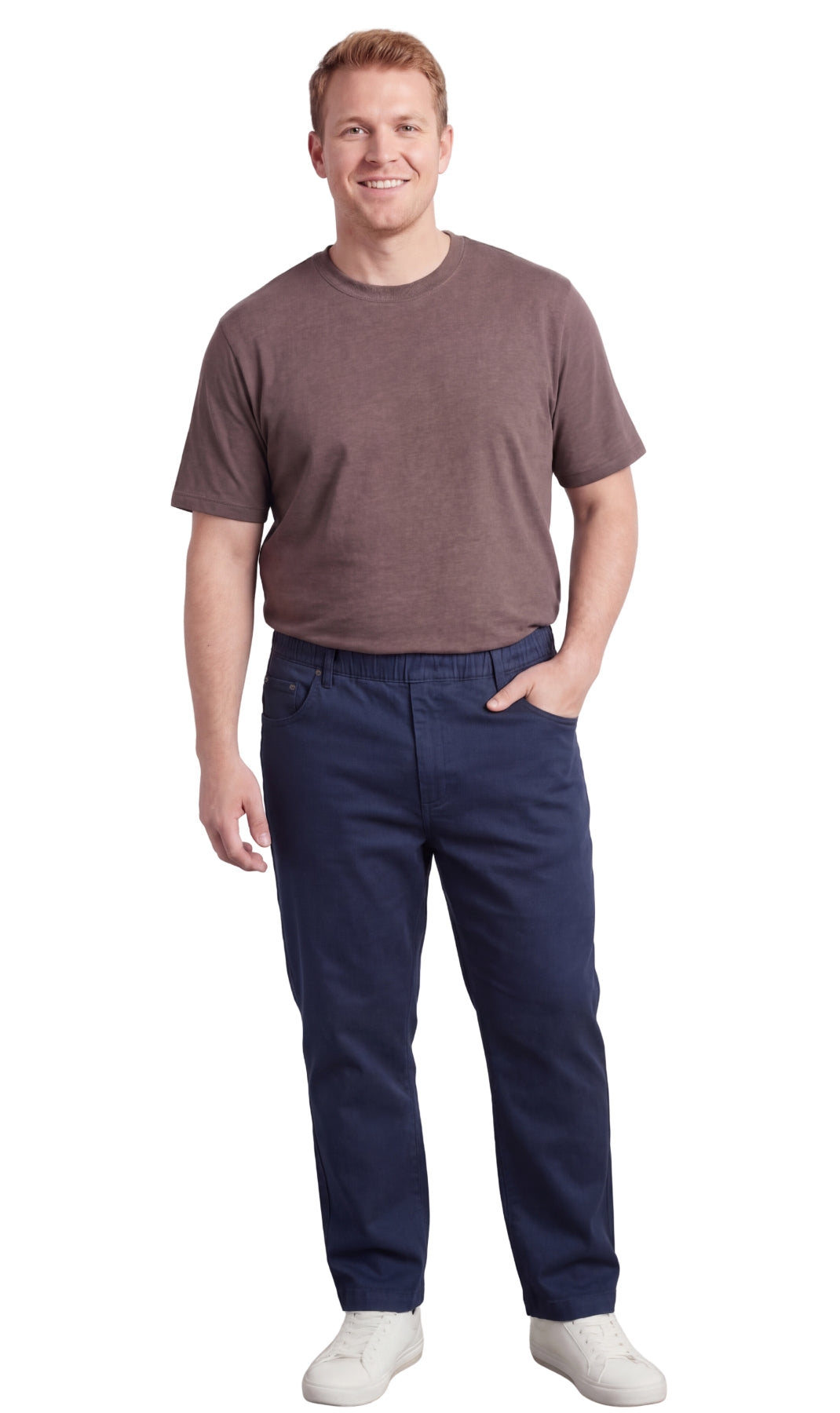 Men’s Lightweight Casual Elastic Waist Pull-On Jeans – Denim &amp; Twill Pants with Easy Fit