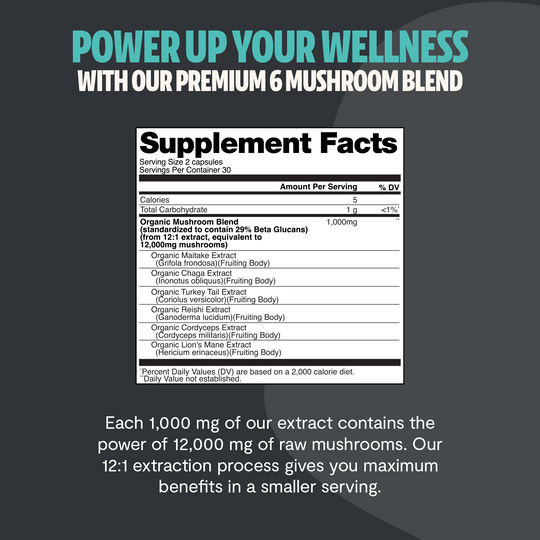Organic Mushroom Complex Supplement Capsules